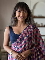 Suta Multi Color Checked Pure Cotton Saree | Grocsy