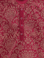 Ahalyaa Purple Poly Silk Gold Print Kids Kurta Churidar Set For Boys | Grocsy