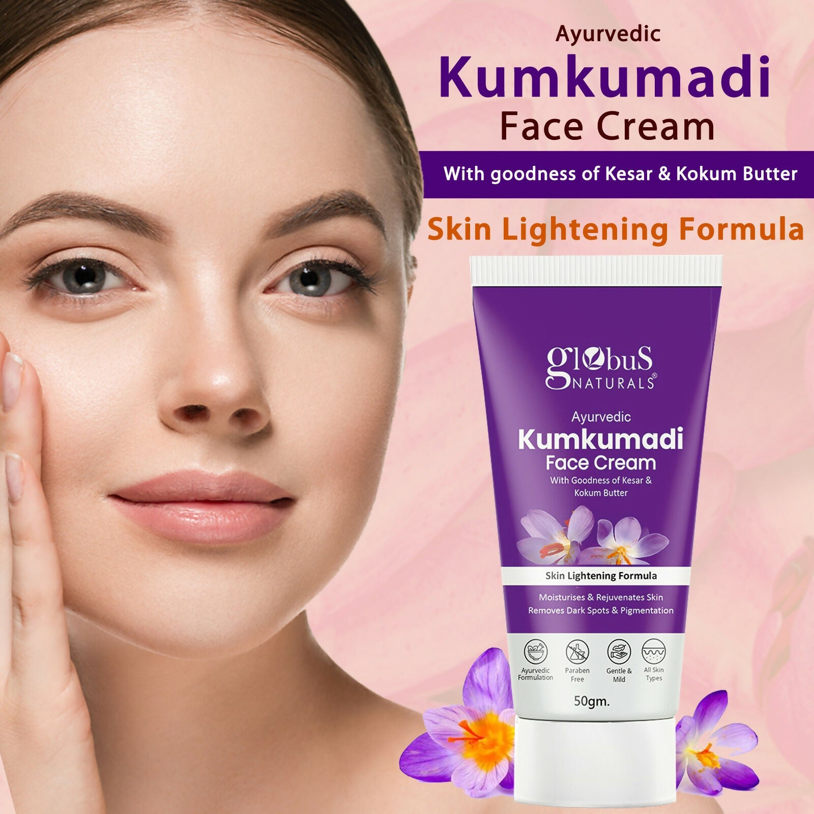 Globus Naturals Ayurvedic Kumkumadi Skin Lightening Face Cream | Grocsy
