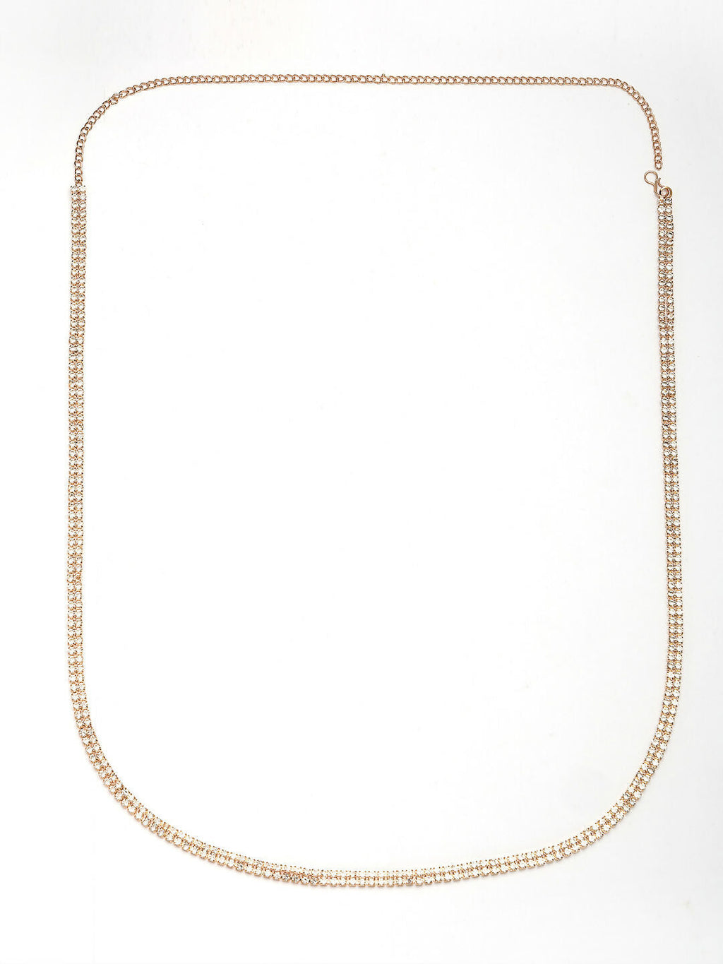 NVR Women's Rose Gold-Polished AD-Studded Double Layered Kamarbandh Waist Chain | Grocsy