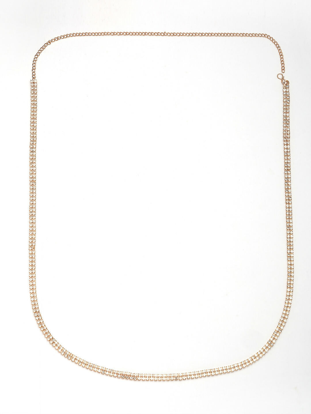 NVR Women's Rose Gold-Polished AD-Studded Double Layered Kamarbandh Waist Chain | Grocsy
