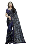 Vamika Navy Lycra Blend Printed Saree | Grocsy