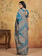 Shree Shyam Fashion Teal Silk Blend Saree | Grocsy