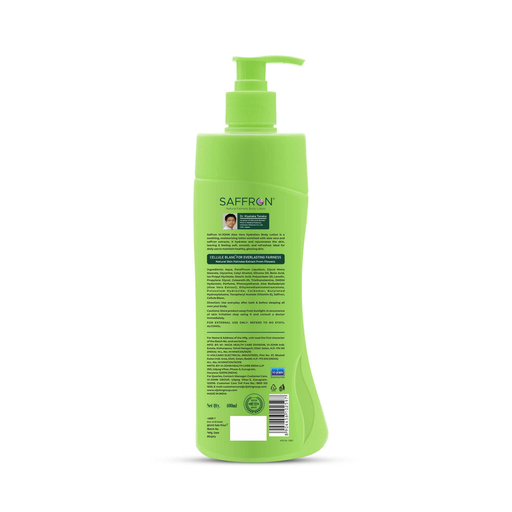 VI-JOHN Saffron Natural Fairness Body Lotion Aloe Vera Hydration For All Skin Types | Grocsy