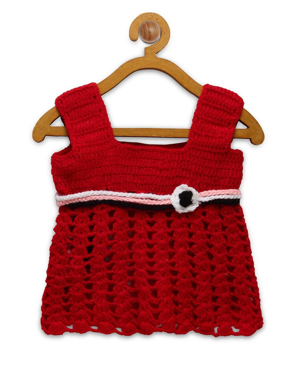 Chutput Kids Red Ice Cream Design Solid Wool Frock | Grocsy