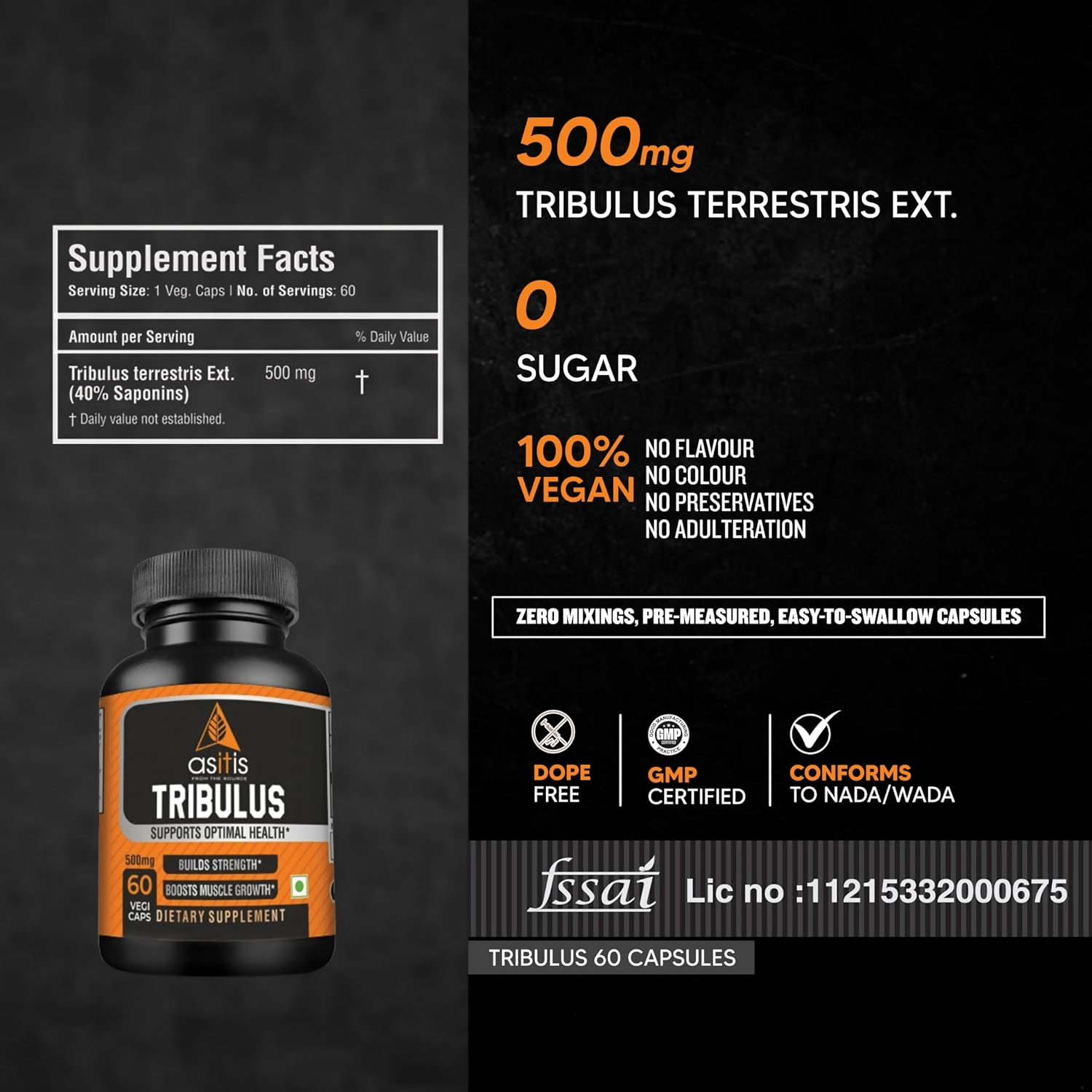 AS-IT-IS Nutrition Tribulus Capsules | Grocsy