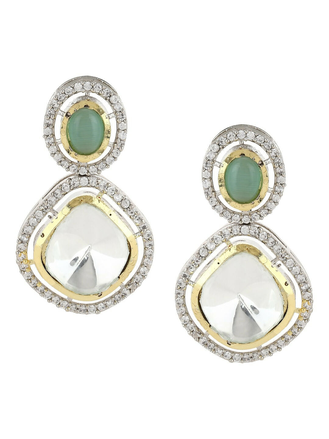 Green Stone Kundan Earrings- Ruby Raang | Grocsy