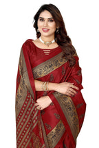 Vamika maroon Printed Art Silk Saree | Grocsy