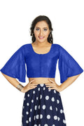 Aastha Fashion Women's Women's Royal Blue Art Silk Umbrella Sleeves Readymade Blouse | Grocsy
