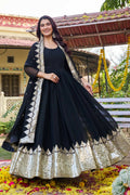 Teeya Creation Womens New Stylish Heavy Sequence Embroidery Work Black Gown Set | Grocsy
