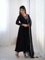 Joban Fashion Black Kurta Set Georgette Sequence Embroidery Work | Grocsy