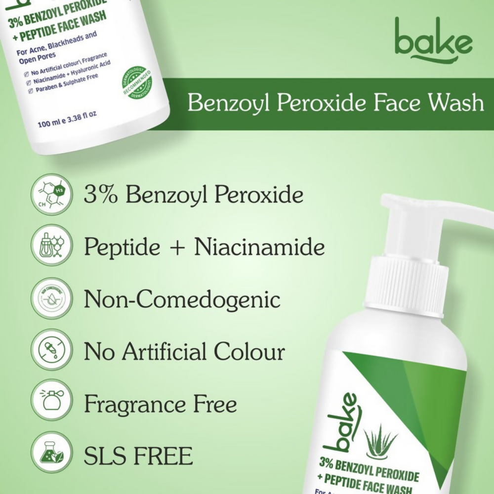 Bake 3% Benzoyl Peroxide Face Wash with Peptides | Grocsy