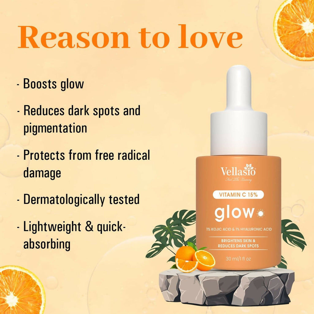 Vellasio 15% Vitamin C Serum with Hyaluronic Acid & Kojic Acid | Grocsy
