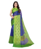 Vamika Blue Chiffon Brasso Bollywood Style Woven Saree (DIMPLE BLUE) | Grocsy
