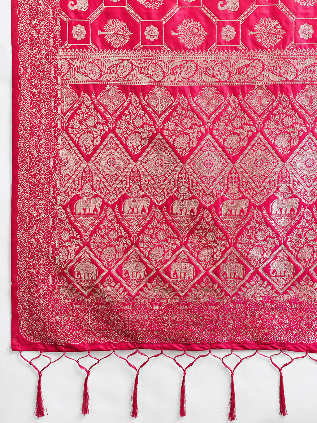 Shree Shyam Fashion Rani Pink Silk Blend Saree | Grocsy