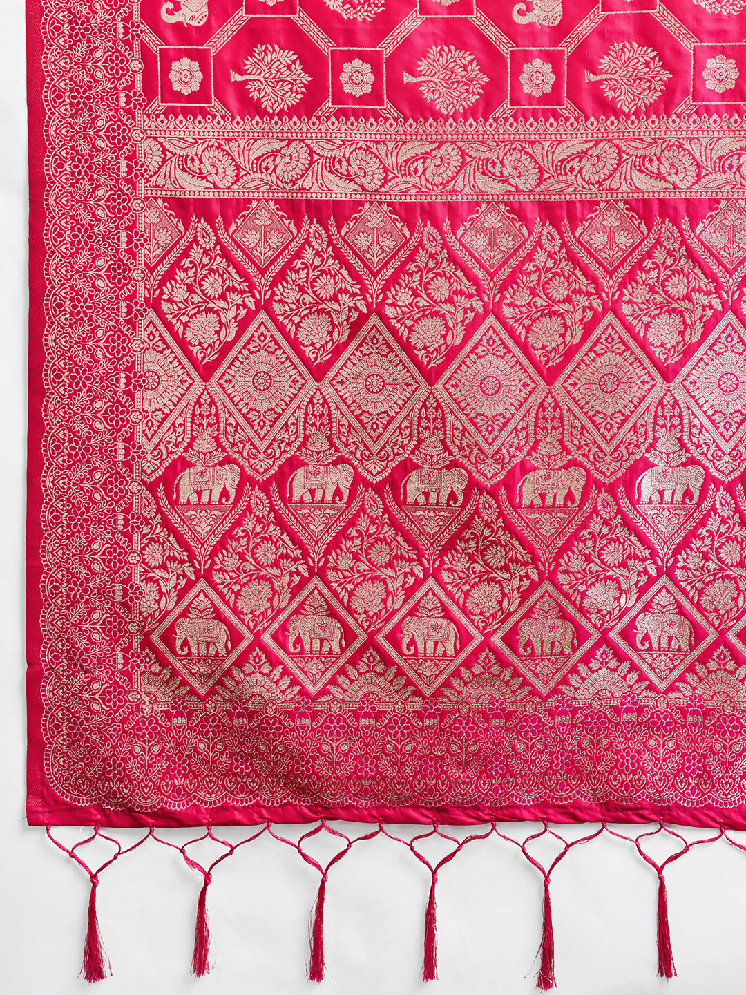 Shree Shyam Fashion Rani Pink Silk Blend Saree | Grocsy