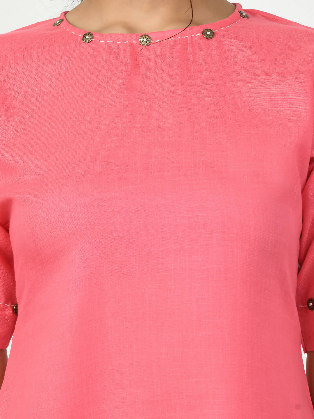 Myshka Women's Pink A-Line Solid Kurta | Grocsy