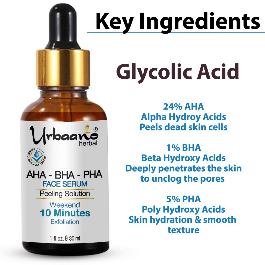 Urbaano Herbal 24% AHA+1% BHA+5% PHA 10 Minutes Serum | Grocsy
