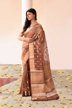 Joban Fashion Copper Pure Banarasi Tissue Saree | Grocsy