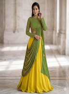 Teeya Creation Women's New Green Designer Lehenga Choli Set with Sequin Embroidery Work | Grocsy