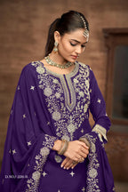Anaita Maroon Premium Embroidered Vichitra Silk Lehenga Style Suit | Grocsy