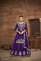 Anaita Maroon Premium Embroidered Vichitra Silk Lehenga Style Suit | Grocsy