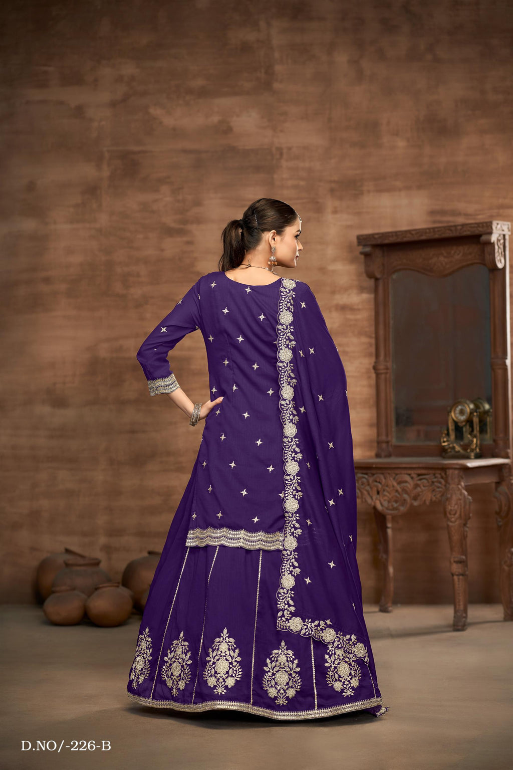 Anaita Maroon Premium Embroidered Vichitra Silk Lehenga Style Suit | Grocsy