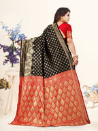 Vedant Vastram Litchi Silk Designer Banarasi Saree - Black | Grocsy