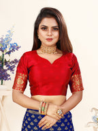 Vedant Vastram Litchi Silk Designer Banarasi Saree - Blue | Grocsy