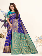 Vedant Vastram Litchi Silk Designer Banarasi Saree - Violate | Grocsy