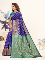 Vedant Vastram Litchi Silk Designer Banarasi Saree - Violate | Grocsy