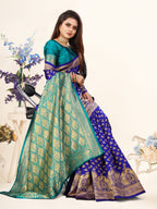 Vedant Vastram Litchi Silk Designer Banarasi Saree - Violate | Grocsy