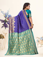 Vedant Vastram Litchi Silk Designer Banarasi Saree - Violate | Grocsy