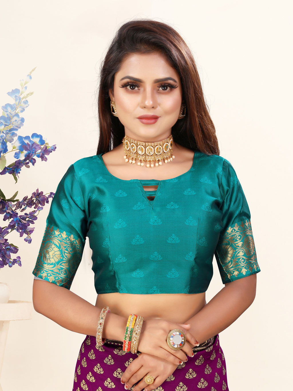 Vedant Vastram Litchi Silk Designer Banarasi Saree - Wine | Grocsy