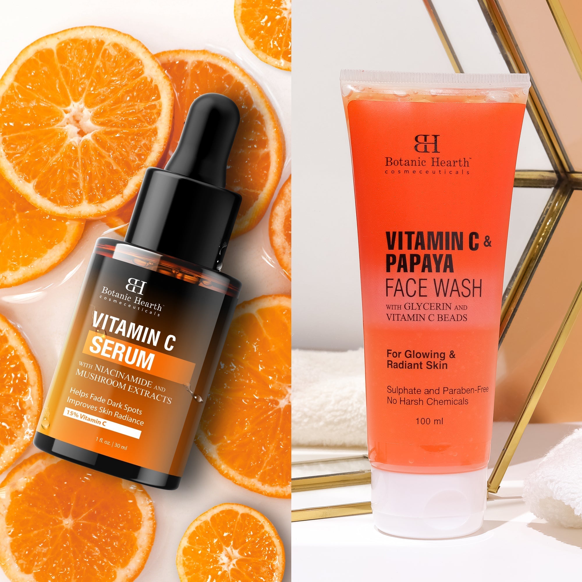 Botanic Hearth Vitamin C Serum & Vitamin C & Papaya Face Wash | Grocsy
