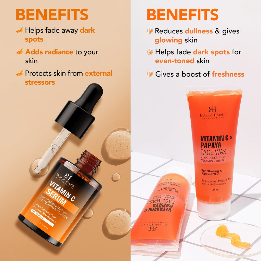 Botanic Hearth Vitamin C Serum & Vitamin C & Papaya Face Wash | Grocsy