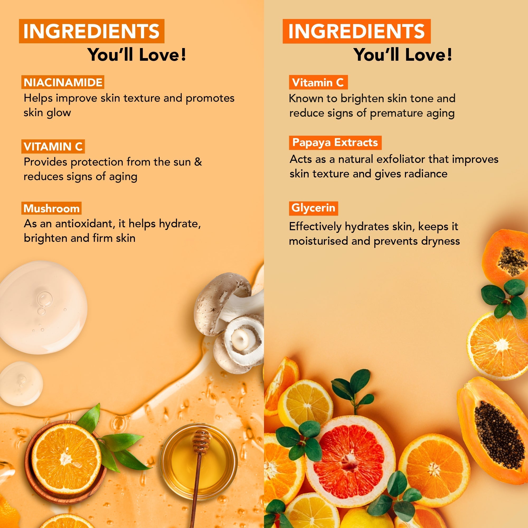 Botanic Hearth Vitamin C Serum & Vitamin C & Papaya Face Wash | Grocsy