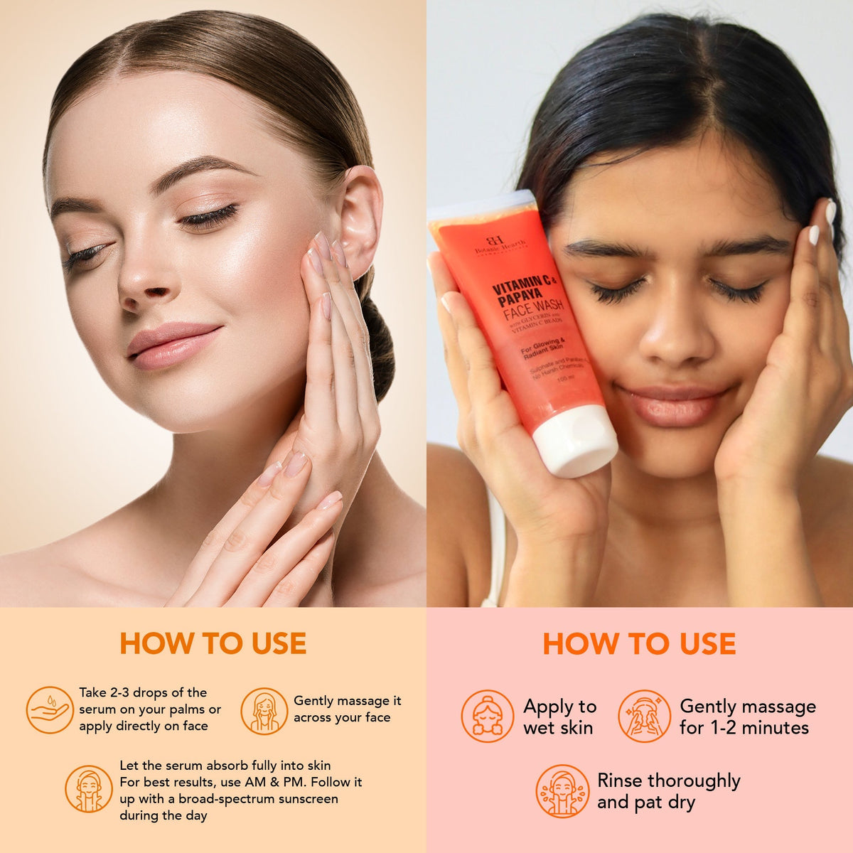 Botanic Hearth Vitamin C Serum & Vitamin C & Papaya Face Wash | Grocsy