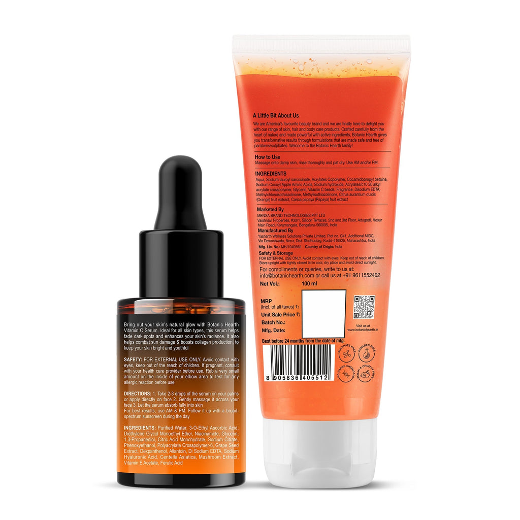 Botanic Hearth Vitamin C Serum & Vitamin C & Papaya Face Wash | Grocsy