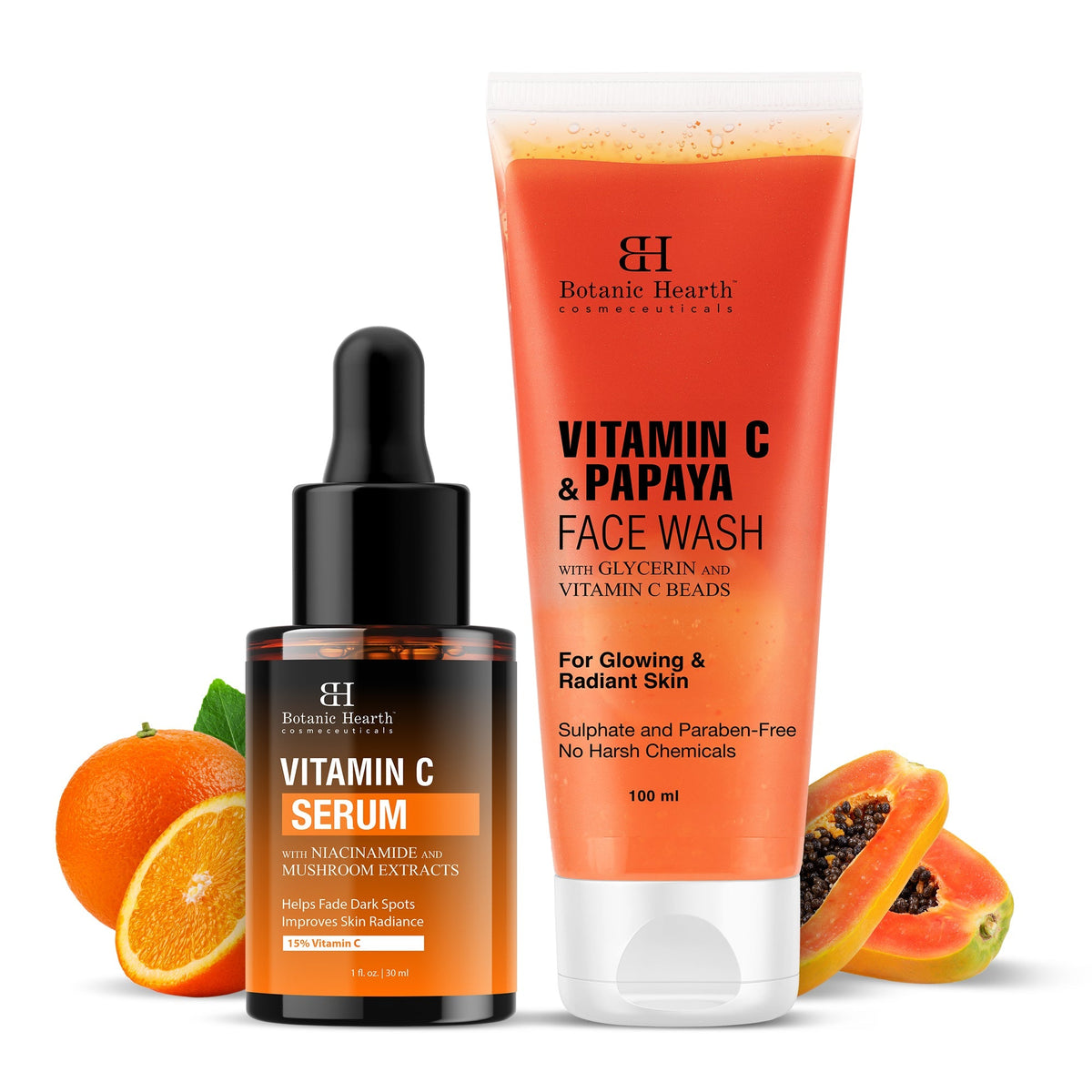 Botanic Hearth Vitamin C Serum & Vitamin C & Papaya Face Wash | Grocsy