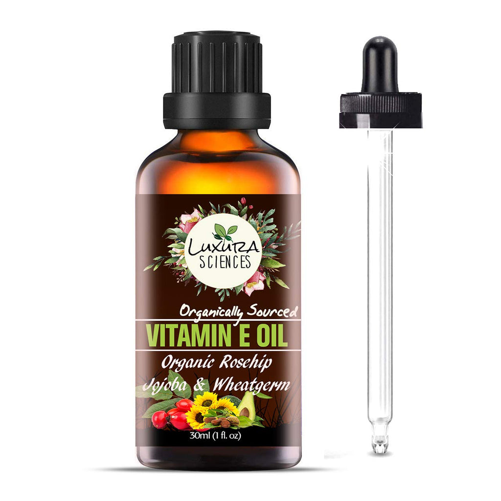 Luxura Sciences Organic Essential Oils for Skin Brightening & Tightening - Rosehip Oil, Argan Oil, Grape Seed Oil, Turmeric Oil, Vitamin E Oil | Grocsy