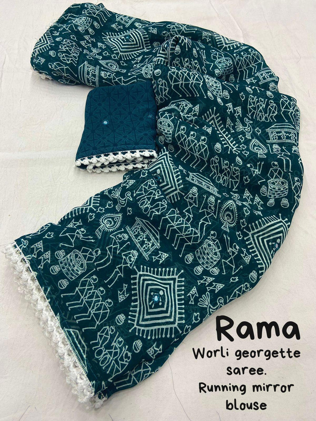 Rama Poly Georgette Ethnic Motifs Saree with Unstitched Blouse - A2M | Grocsy