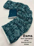 Rama Poly Georgette Ethnic Motifs Saree with Unstitched Blouse - A2M | Grocsy