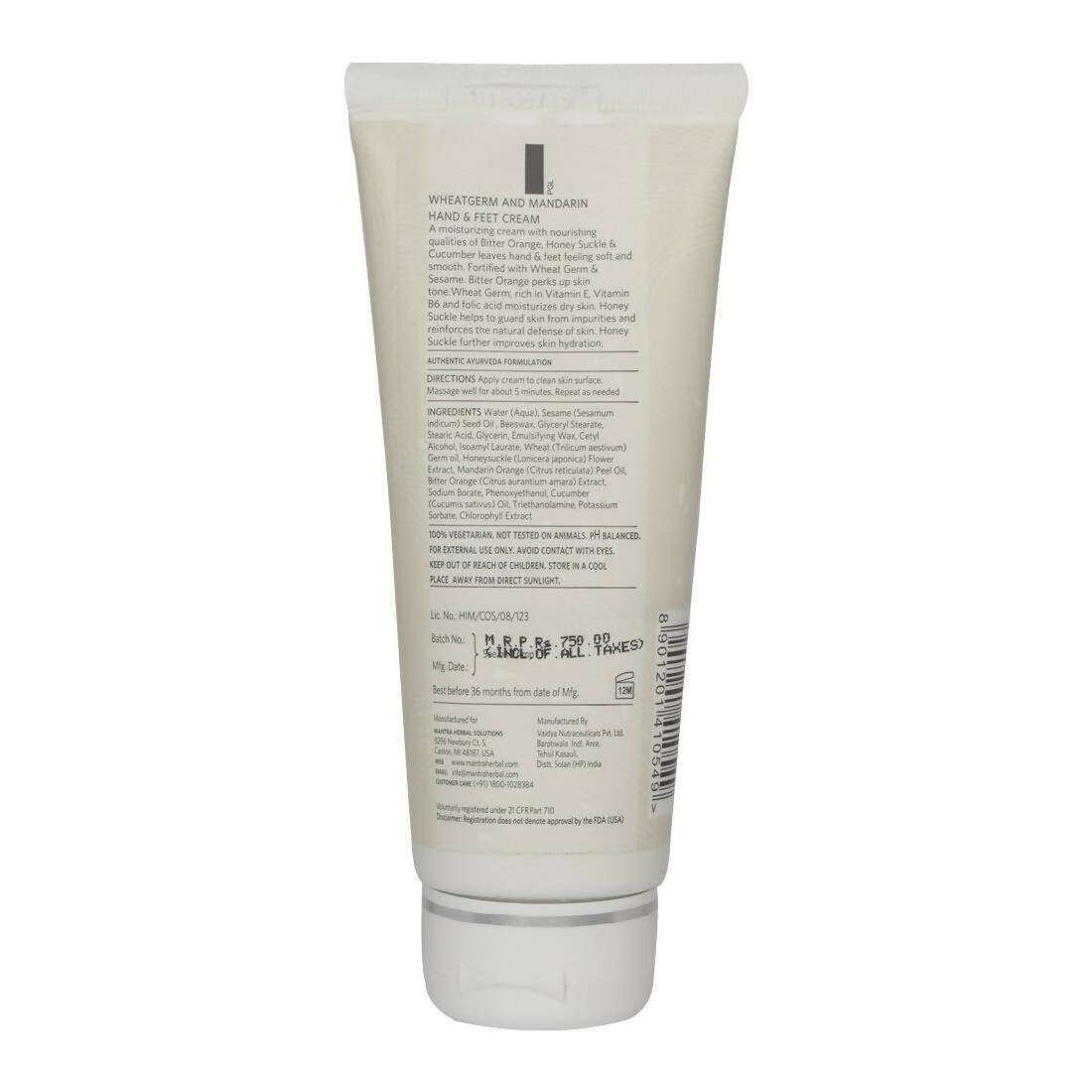Mantra Herbal Wheatgerm and Mandarin Orange Hand & Feet Cream | Grocsy