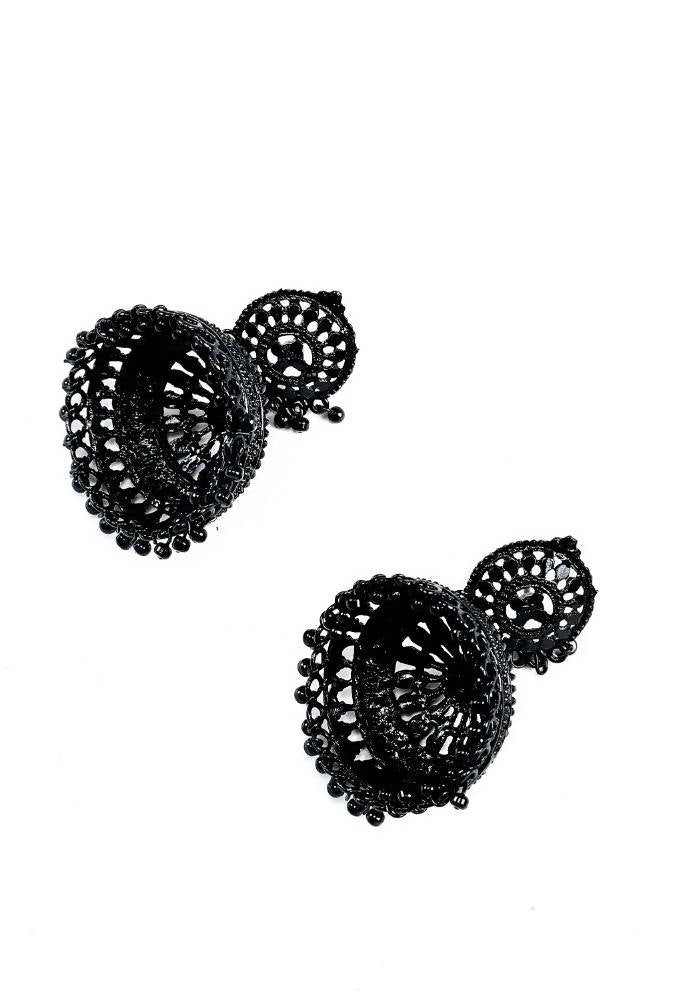 Tehzeeb Creations Black Colour Earrings Jhumki Style | Grocsy