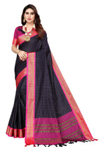 Vamika Weaving Navy Cotton Silk Saree | Grocsy