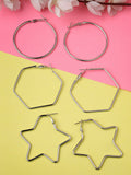 NVR Women Gold-Toned Geometric Hoop Earrings | Grocsy