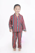 Breathables Kids Cotton Night Suit – Red Stripes Shirt & Pyjama Co-Ord Set For Boys & Girls | Grocsy