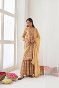 Designer Stylish Yellow Muslin Stitched Suit With Dupatta - Anbazaar | Grocsy