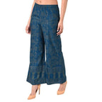 Aniyah Rayon Block Print Flared Palazzo Blue Color (AN-168K) | Grocsy